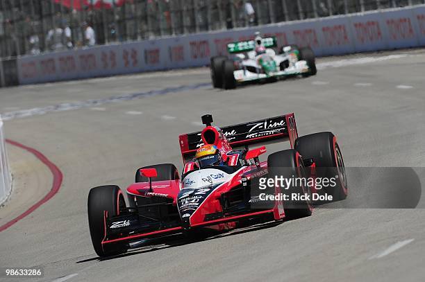 Justin Wilson of England drives the Dreyer & Reinbold Racing Dallara Honda during the Indy Car Series Toyota Grand Prix of Long Beach on April 18,...