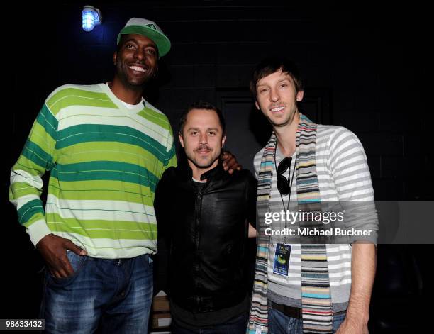 Former NBA Star John Salley, actor Giovanni Ribisi and actor Joel David Moore attend the Earth Day celebration and screening of Avatar benefitting...