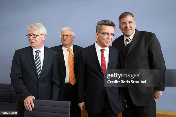 Reinhard Rauball, president of the German Football League , Theo Zwanziger, president of the German football association , Thomas de Maiziere, German...