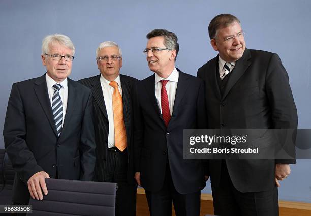 Reinhard Rauball, president of the German Football League , Theo Zwanziger, president of the German football association , Thomas de Maiziere, German...