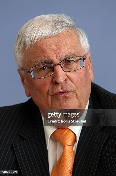 Theo Zwanziger, president of the German football association attend the press conference after the round table discussion on the subject of 'Gewalt...