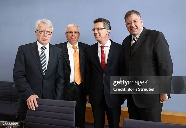 Reinhard Rauball, president of the German Football League , Theo Zwanziger, president of the German football association , Thomas de Maiziere, German...