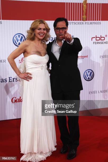 Jan-Josef Liefers and Anna Loos attend the German film award at Friedrichstadtpalast on April 23, 2010 in Berlin, Germany.