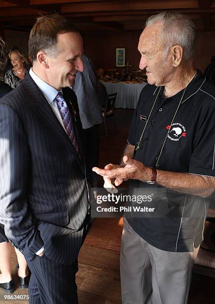 New Zealand Prime Minister John Key meets with New Zealand war veteran Eddy Marr at the Akol Hotel on April 23, 2010 in Canakkale, Turkey. April 25...