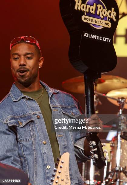 Actor Michael B. Jordan at the Guitar Smash to celebrate the opening of the Hard Rock Hotel and Casiono Atlantic City at Hard Rock Hotel & Casino...