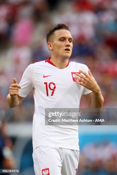 Piotr Zielinski of Poland in action during the 2018 FIFA World Cup Russia group H match between Japan and Poland at Volgograd Arena on June 28, 2018...