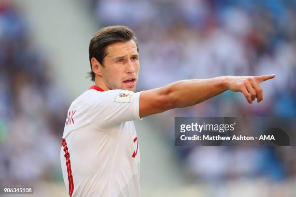 Grzegorz Krychowiak of Poland looks on during the 2018 FIFA World Cup Russia group H match between Japan and Poland at Volgograd Arena on June 28,...