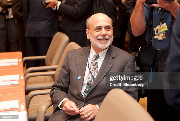 Ben S. Bernanke, chairman of the U.S. Federal Reserve, attends the Group of 20 Finance Ministers and Central Bank Governors' meeting in Washington,...