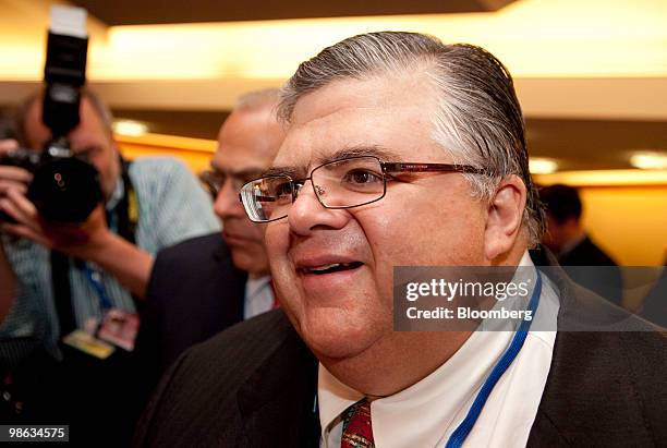 Agustin Carstens, governor of the central bank of Mexico, attends the Group of 20 Finance Ministers and Central Bank Governors' meeting in...