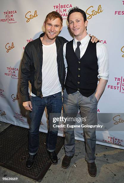 Brian Garrity and Jonathan Tucker attend the after party for the premiere of "Meskada" during the 9th Annual Tribeca Film Festival at Libation on...