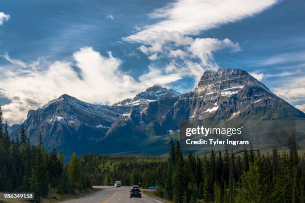 approaching athabasca falls - athabasca falls stock pictures, royalty-free photos & images
