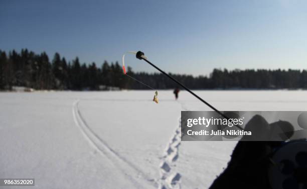 winter fishing-3 - nikitina stock pictures, royalty-free photos & images