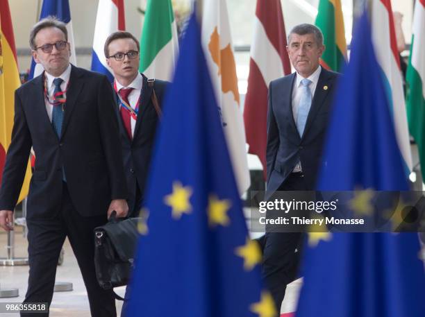 Czech Prime Minister Andrej Babis arrives for an EU Summit at European Council on June 28, 2018 in Brussels, Belgium.