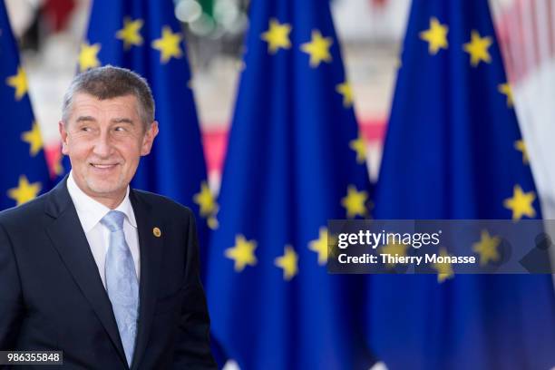 Czech Prime Minister Andrej Babis arrives for an EU Summit at European Council on June 28, 2018 in Brussels, Belgium.