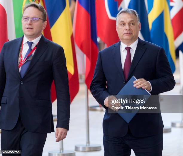 Hungarian Prime Minister Viktor Mihaly Orban arrives for an EU Summit at European Council on June 28, 2018 in Brussels, Belgium.