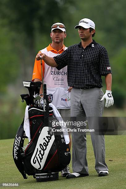 Martin Flores stands on the 4th fairway during the second round of the Zurich Classic at TPC Louisiana on April 23, 2010 in Avondale, Louisiana.