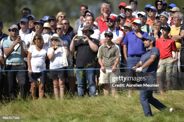 Alexander Levy of France swings during day one of the HNA Open de France at Le Golf National on June 28, 2018 in Paris, France.