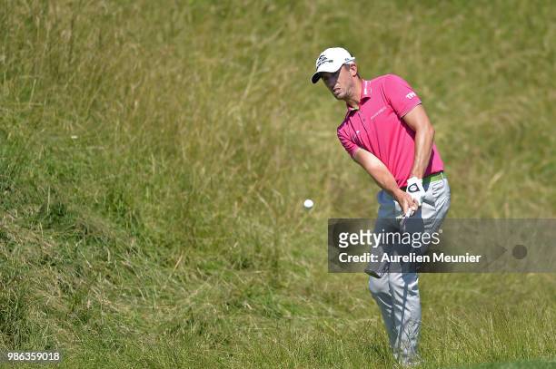 Alexander Bjork of Sweden swings during day one of the HNA Open de France at Le Golf National on June 28, 2018 in Paris, France.