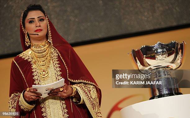Qatari televicion presenter Nada Al-Shaibani attends the AFC Asian Cup Qatar 2011 Draw, at the Aspire Dome, in the Qatari capital Doha on April 23,...