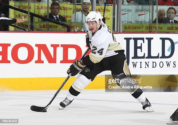 Matt Cooke of the Pittsburgh Penguins skates against the Ottawa Senators in Game Four of the Eastern Conference Quarterfinals during the 2010 NHL...