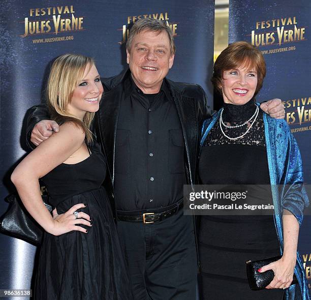 Actor Mark Hamill poses with daughter Chelsea and wife Marylou as they attend a Tribute to Star Wars V during the 18th Adventure Film Festival at Le...