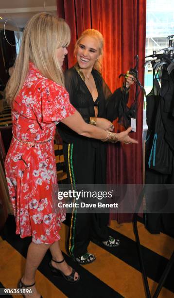 Tigerlily Taylor and mother Debbie Leng attend Tigerlily Taylor's all girls Bluebella lingerie party at Laylow on June 28, 2018 in London, England.