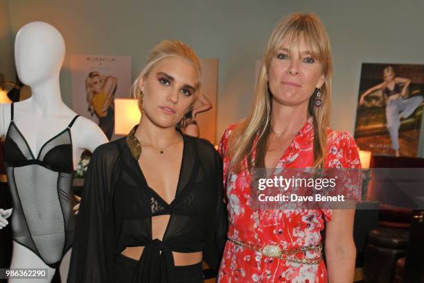 Tigerlily Taylor and mother Debbie Leng attend Tigerlily Taylor's all girls Bluebella lingerie party at Laylow on June 28, 2018 in London, England.