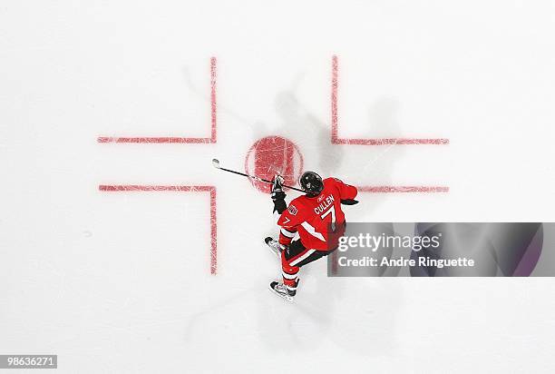 Matt Cullen of the Ottawa Senators skates against the Pittsburgh Penguins in Game Four of the Eastern Conference Quarterfinals during the 2010 NHL...