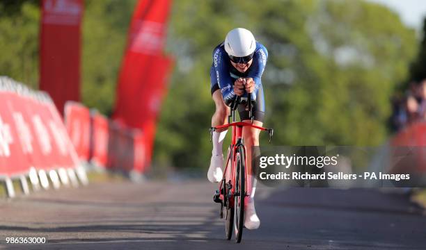 Harry Tanfield of Canyon Eisberg takes silver in the men's elite race during the HSBC UK National Road Championships Time Trial competition in...