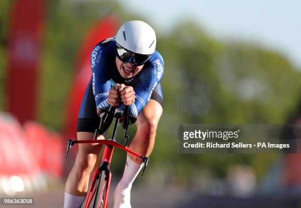 Harry Tanfield of Canyon Eisberg takes silver in the men's elite race during the HSBC UK National Road Championships Time Trial competition in...