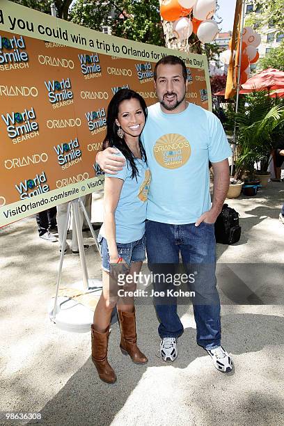 Entertainer Joey Fatone and Dallas Cowboys cheerleader Melissa Rycroft attend Smile Train's World Smile Search in Madison Square Park on April 23,...