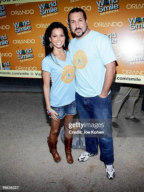 Entertainer Joey Fatone and Dallas Cowboys cheerleader Melissa Rycroft attend Smile Train's World Smile Search in Madison Square Park on April 23,...