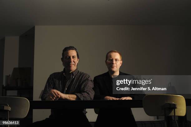 Actor Ciaran Hinds and screenwriter Conor McPherson pose at a portrait session for the Los Angeles Times in New York, NY on February 25, 2010. .