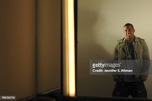 Rapper Jay-Z poses at a portrait session for the Los Angeles Times in New York, NY on April 11, 2010. .