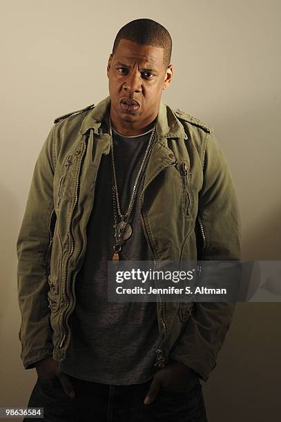 Rapper Jay-Z poses at a portrait session for the Los Angeles Times in New York, NY on April 11, 2010. .