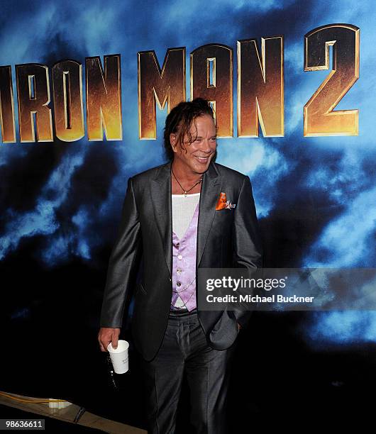 Actor Mickey Rourke attends the photo call for Paramount Picture's and Marvel Entertainment's "Iron Man 2" at the Four Seasons Beverly Hills on April...