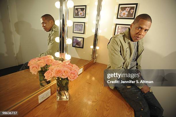 Rapper Jay-Z poses at a portrait session for the Los Angeles Times in New York, NY on April 11, 2010. .