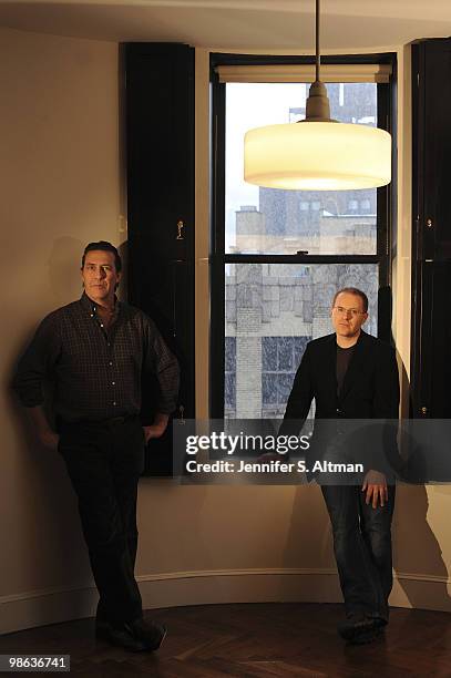 Actor Ciaran Hinds and screenwriter Conor McPherson pose at a portrait session for the Los Angeles Times in New York, NY on February 25, 2010. .