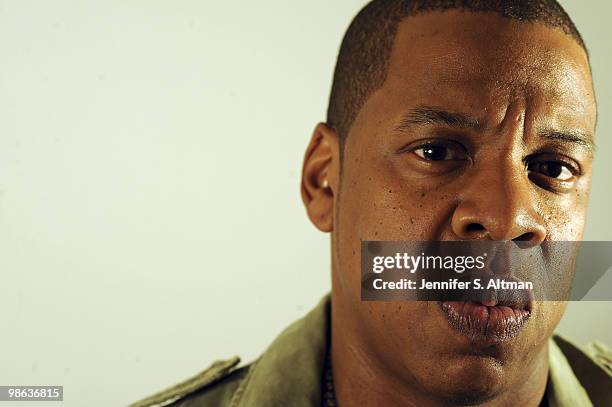 Rapper Jay-Z poses at a portrait session for the Los Angeles Times in New York, NY on April 11, 2010. .