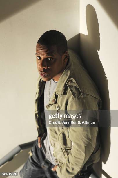 Rapper Jay-Z poses at a portrait session for the Los Angeles Times in New York, NY on April 11, 2010. .