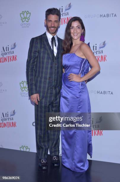 Erendira Ibarra and Erick Elias poses during the red carpet of the Mexican film 'A ti te queria encontrar' at Cinemex Antara on June 26, 2018 in...