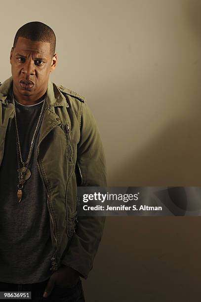 Rapper Jay-Z poses at a portrait session for the Los Angeles Times in New York, NY on April 11, 2010. .