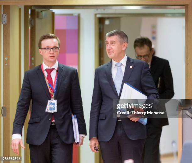 Czech Prime Minister Andrej Babis arrived for an EU Summit at European Council on June 28, 2018 in Brussels, Belgium.