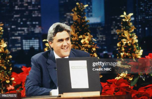 Episode 833 -- Pictured: Host Jay Leno during the "Headlines" on December 26, 1995 --