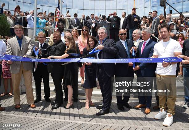 Scott Brown, George Vizer, Bruce Deifik, Atlantic City Mayor Frank Gilliam, Frank Ruocco and Mark Wahlberg attend the Ocean Resort Casino opening...