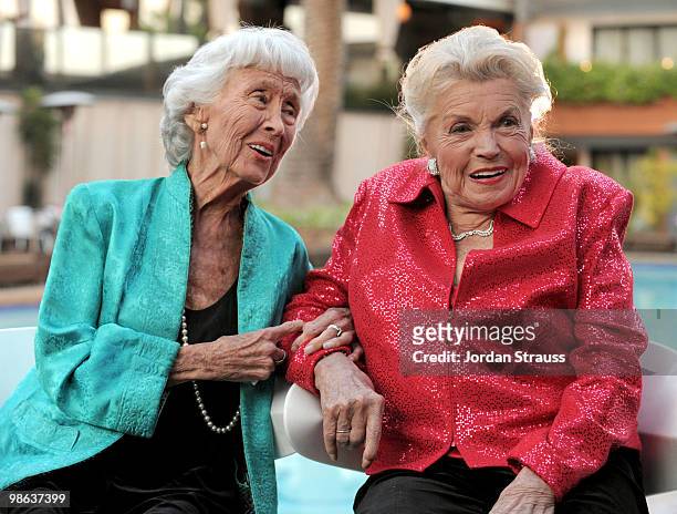 Actresses Betty Garrett and Esther Williams pose at the TCM Classic Film Festival's "Neptune's Daughter" photocall at the TCM Classic Film Festival's...