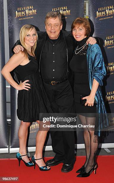 Actor Mark Hamill poses with daughter Chelsea and wife Marylou as they attend a Tribute to Star Wars V during the 18th Adventure Film Festival at Le...