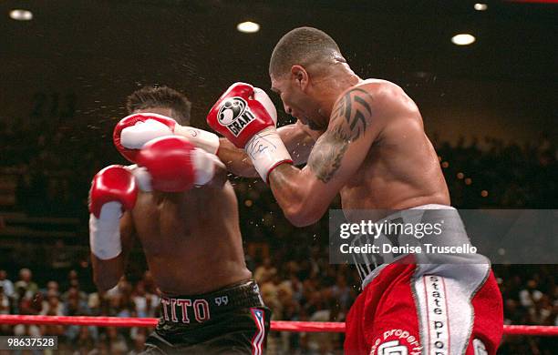 Felix "Tito" Trinidad and Winky Wright during their middleweight fight at the MGM Grand on Saturday, May 14, 2005. Wright won via 12 round unanimous...