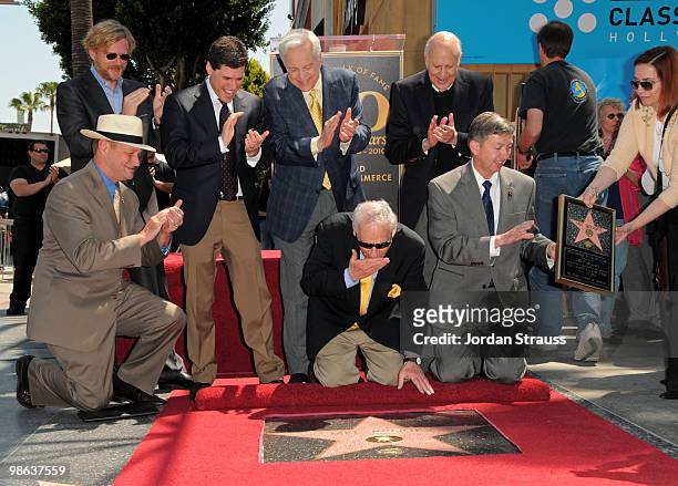 Max Brooks, honoree Mel Brooks, host of TCM Robert Osborne, actor Carl Reiner, President, CEO of the Hollywood Chamber of Commerce Leron Gubler and...