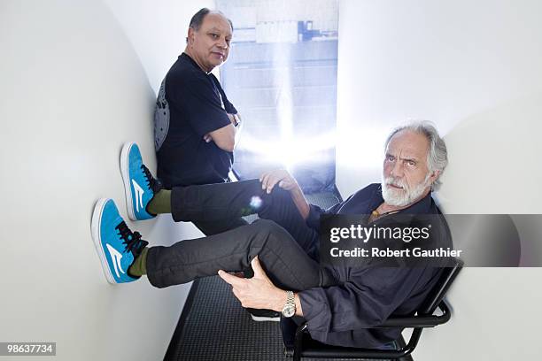 Actors Cheech Marin and Tommy Chong, aka Cheech and Chong, pose for portrait session for the Los Angeles Times at the offices of the Weinstein...